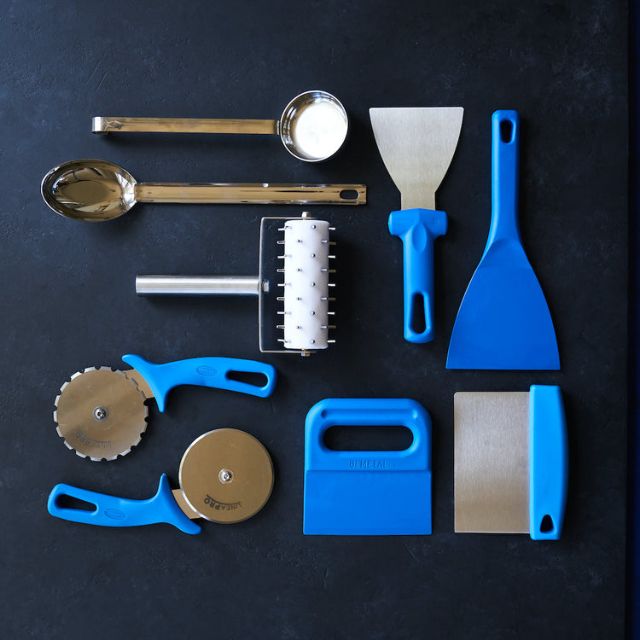 gi.metal accessories including dough cutter, dough scraper, dough docker, ladel