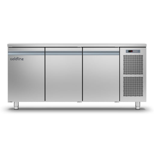 Coldline Pizza Preparation Counter Coldline Underbench Counter SMART refrigerated counter - 3 Door With Stainless Steel Worktop TP17/1ME