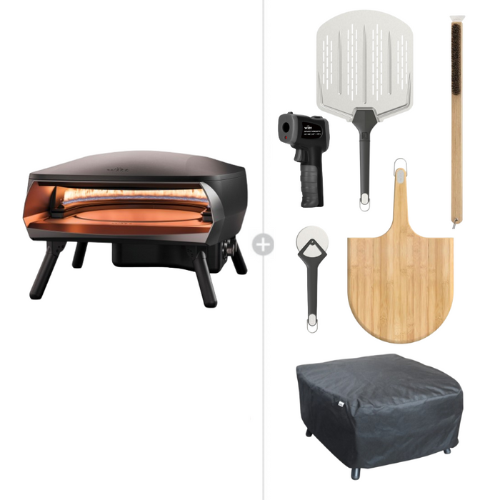 WITT Etna Fermo Gas Powered Pizza Oven 16" with Twin Burner & Rotating Stone 16" Ultimate Bundle