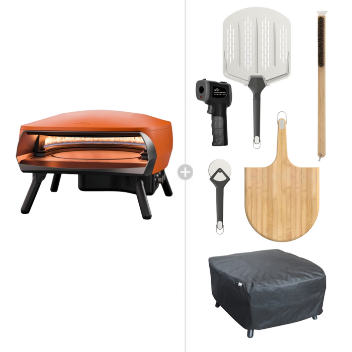 WITT Etna Fermo Gas Powered Pizza Oven 16" with Twin Burner & Rotating Stone 16" Ultimate Bundle
