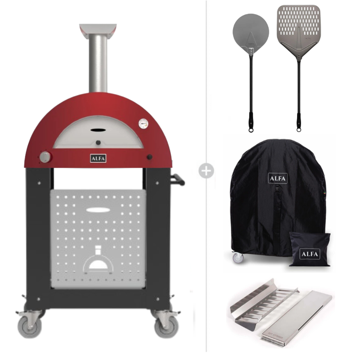 Alfa Forni Moderno 2 Pizze Hybrid Pizza Oven Essentials Bundle