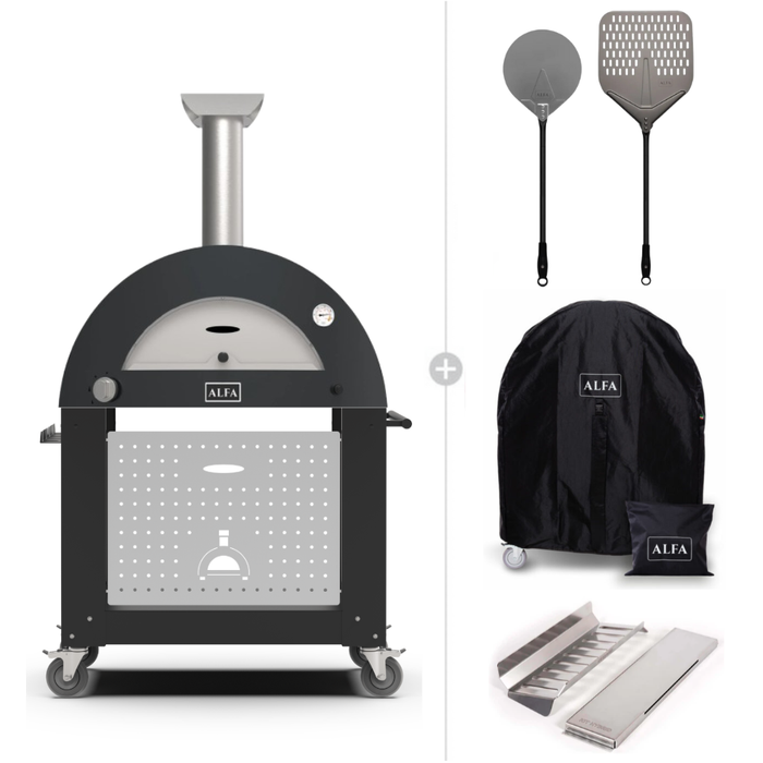 Alfa Forni Moderno 2 Pizze Hybrid Pizza Oven Essentials Bundle