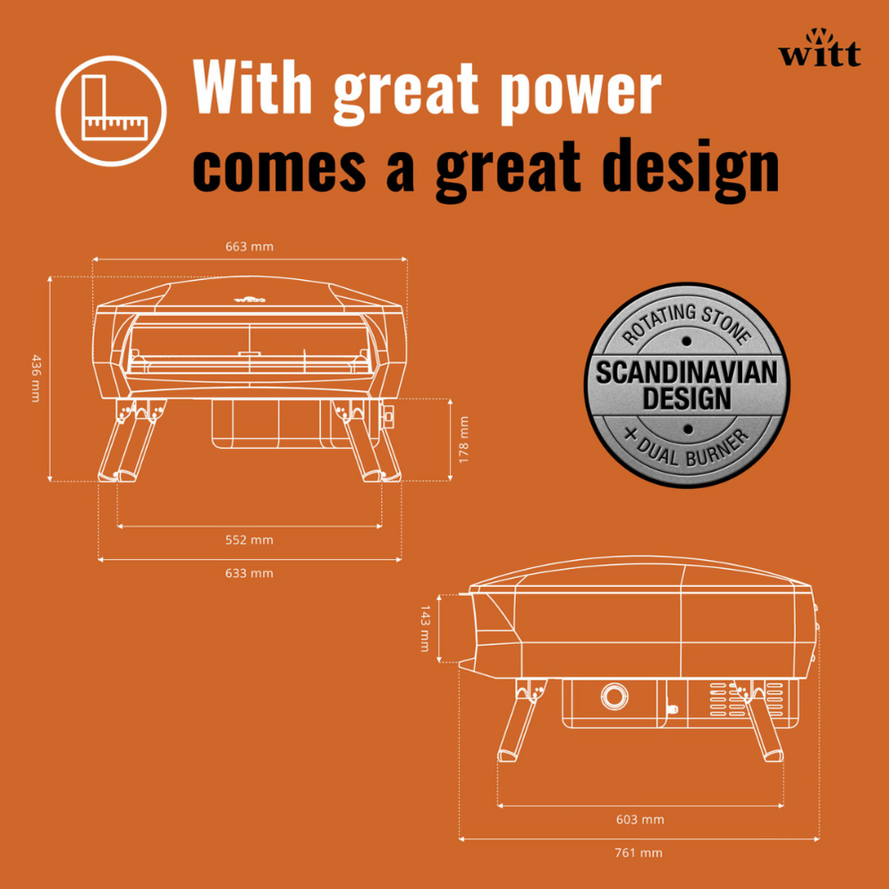 WITT Etna Rotante Gas Powered Pizza Oven w/ Twin Burner & Rotating ...