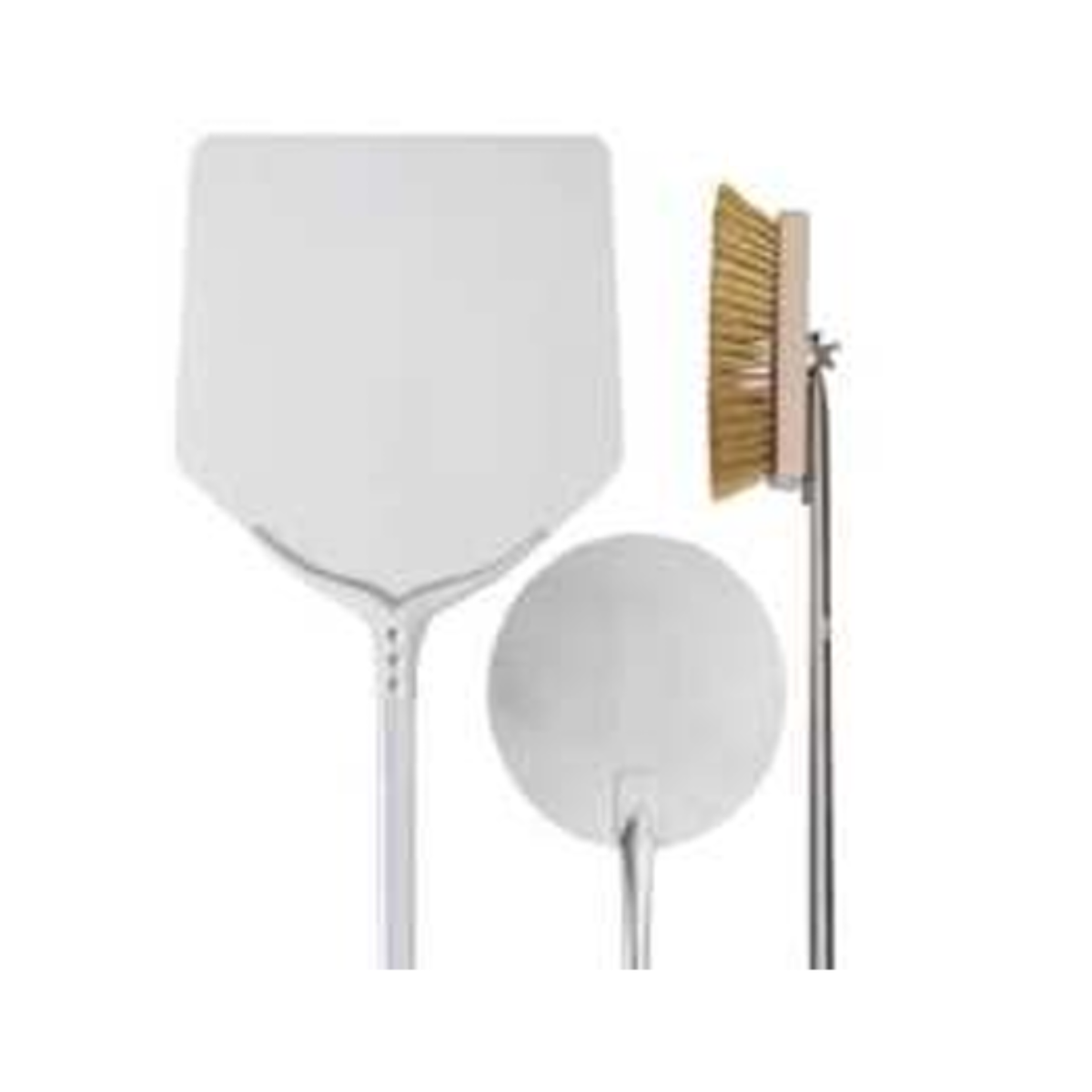 3 Piece Stainless Steel Head Pizza Oven Tool Set Square Peel, Round