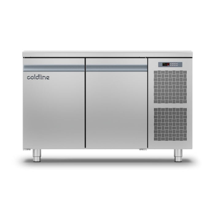 Coldline Pizza Preparation Counter Coldline Underbench Counter SMART refrigerated counter - 2 Door With Stainless Steel Worktop TP13/1ME