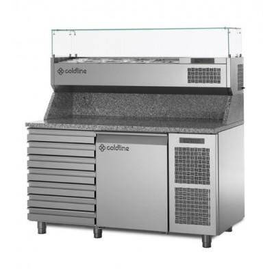 Coldline Refrigerated Pizza Prep Counter with Granite Worktop TZ09/1MC-VP - The Pizza Oven Store
